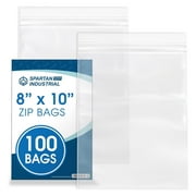 Spartan Industrial - 8” X 10” (100 Count) 2 Mil Clear Plastic Bags With Resealable Zipper