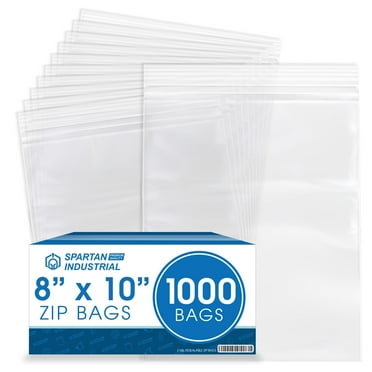 Spartan Industrial - 8” X 10” (1000 Count) 2 Mil Clear Reclosable Zip Plastic Poly Bags with Resealable Lock Seal Zipper