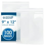 Spartan Industrial - 9" X 12" (100 Count) Clear Resealable Cello Plastic Bags - Self Seal & Reinforced