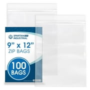 Spartan Industrial - 9” X 12” (100 Count) Quart Clear Reclosable Zip Plastic Poly Bags with Resealable Lock Seal Zipper - 2 Mil