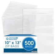 Spartan Industrial - 10  X 13  500 Count 2 Mil Clear Reclosable Zip Plastic Poly Bags with Resealable Lock Seal Zipper