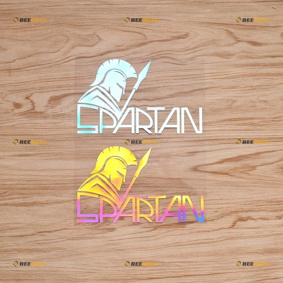 Spartan Lettering Sparta Warrior Sticker Decal Vinyl Molon Label - 2 Pack Holographic Iridescent 6" - For Car Boat Laptop Cup No Background Die-cut