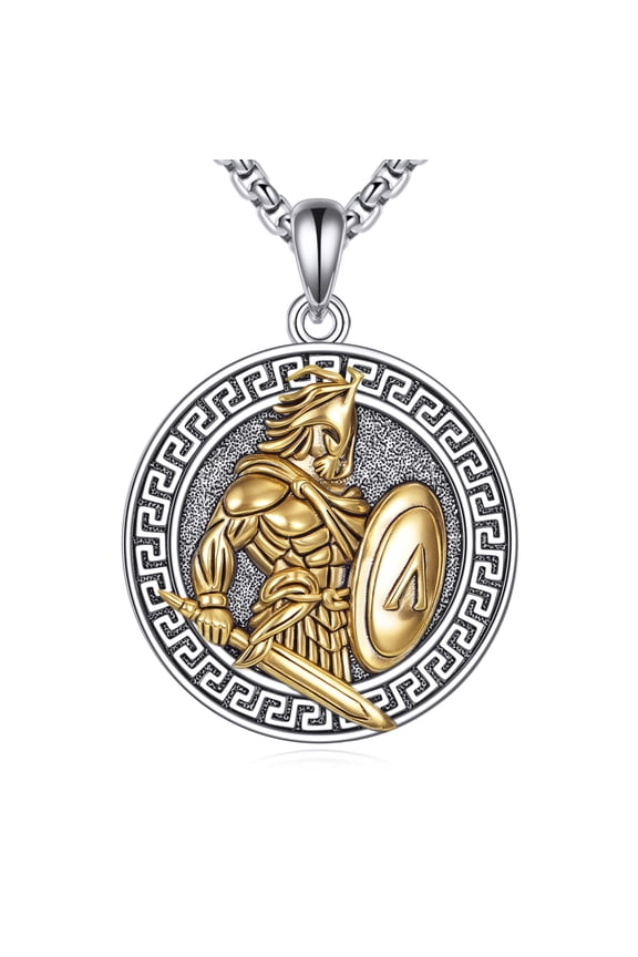 Spartan Necklace 925 Sterling Silver Spartan Warrior Necklace for Men Greek Greece Amulet Costume Jewelry Gifts for Men Women