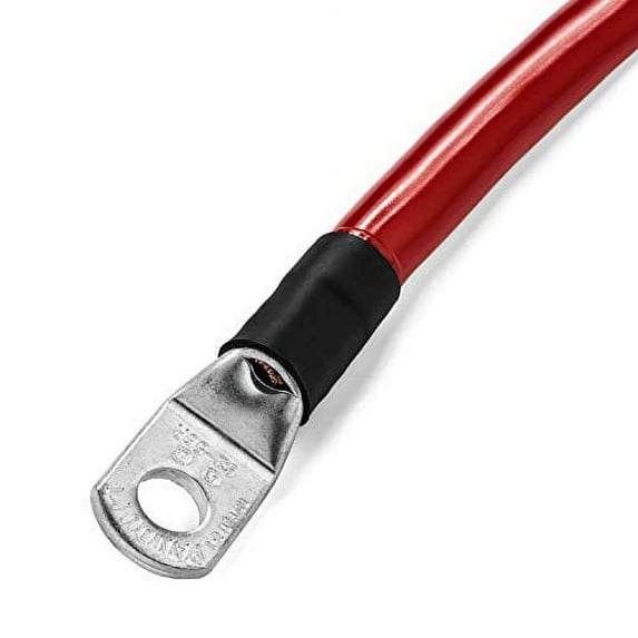 Spartan Power 1 Foot (12 Inch) 4 AWG Battery Cable with 5/16" Ring Terminals SP-REDSINGLE4CBL56