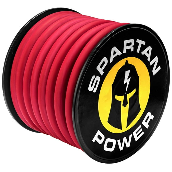 Spartan Power Welding Lead & Car Battery Cable - DIY Bulk Automotive Grade Copper Wire - 600 Volt, 2/0 AWG, 10 Foot, Red