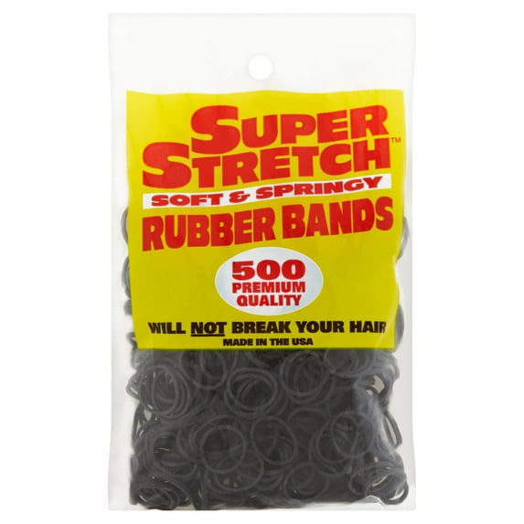 Spartan Super Stretch Rubber Bands Elastic Hair Ties for Ponytails, Braids and Other Hair Styles, Black, 500 Count