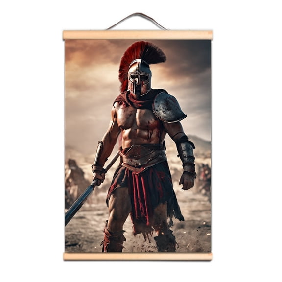 Spartan Warriors Wall Chart Posters and Prints Ancient Greek Armor Samurai Flag Wall Art Decoration Scroll Painting Tapestry Wall Hanging Banner,Multicolor,11.8X17.7 inches
