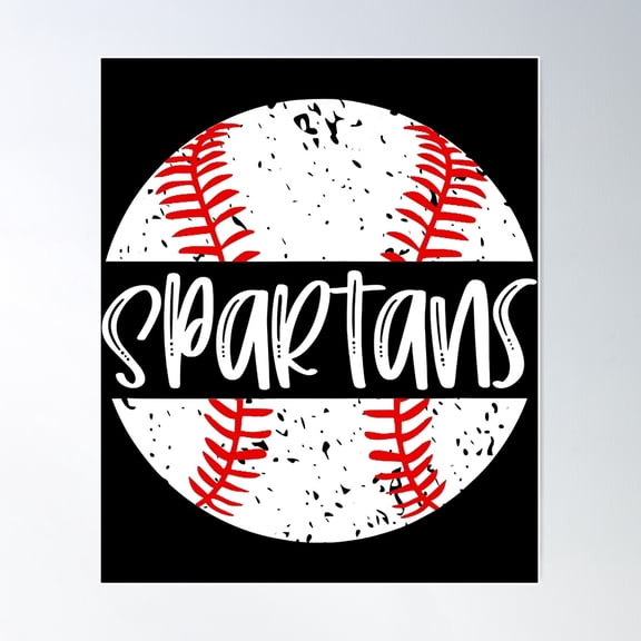 Spartans Baseball Team Mascot School Spirit Game Day Poster Wall Art, Modern Wall Decor For Living Room Bedroom, 8x12 UNFRAMED