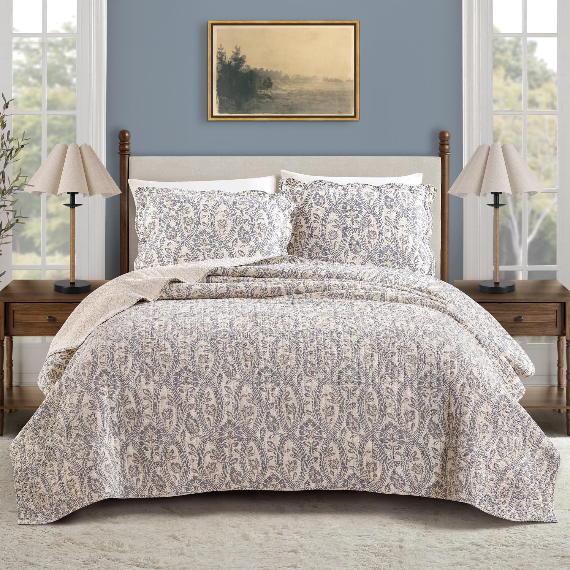 Spartina 449 Jonas Hundred 3-Piece Medallion Cotton Quilt Set, Full/Queen