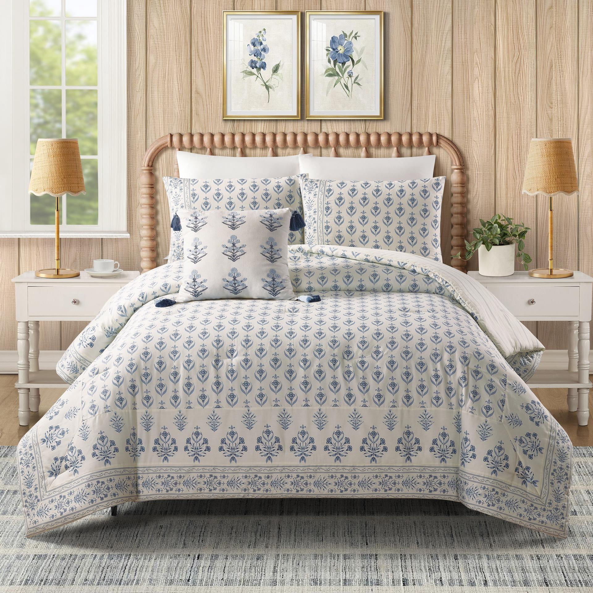 Spartina 449 Peeples Song 3-Piece Cotton Sateen Comforter Set, Full/Queen