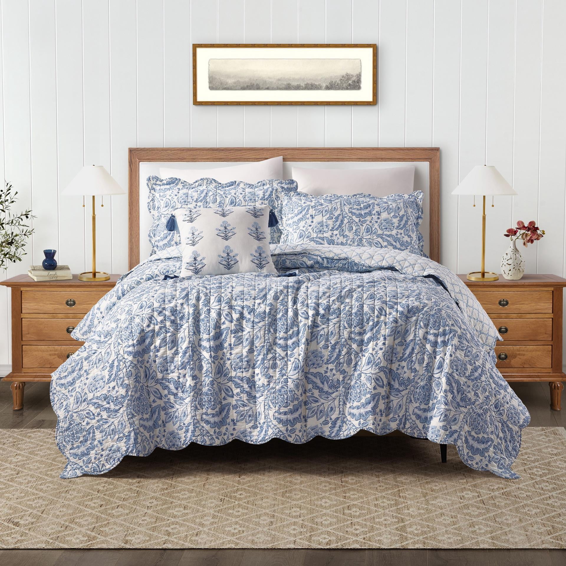Spartina 449 Peeples Song 3-Piece Reversible Cotton Quilt Set, Full/Queen