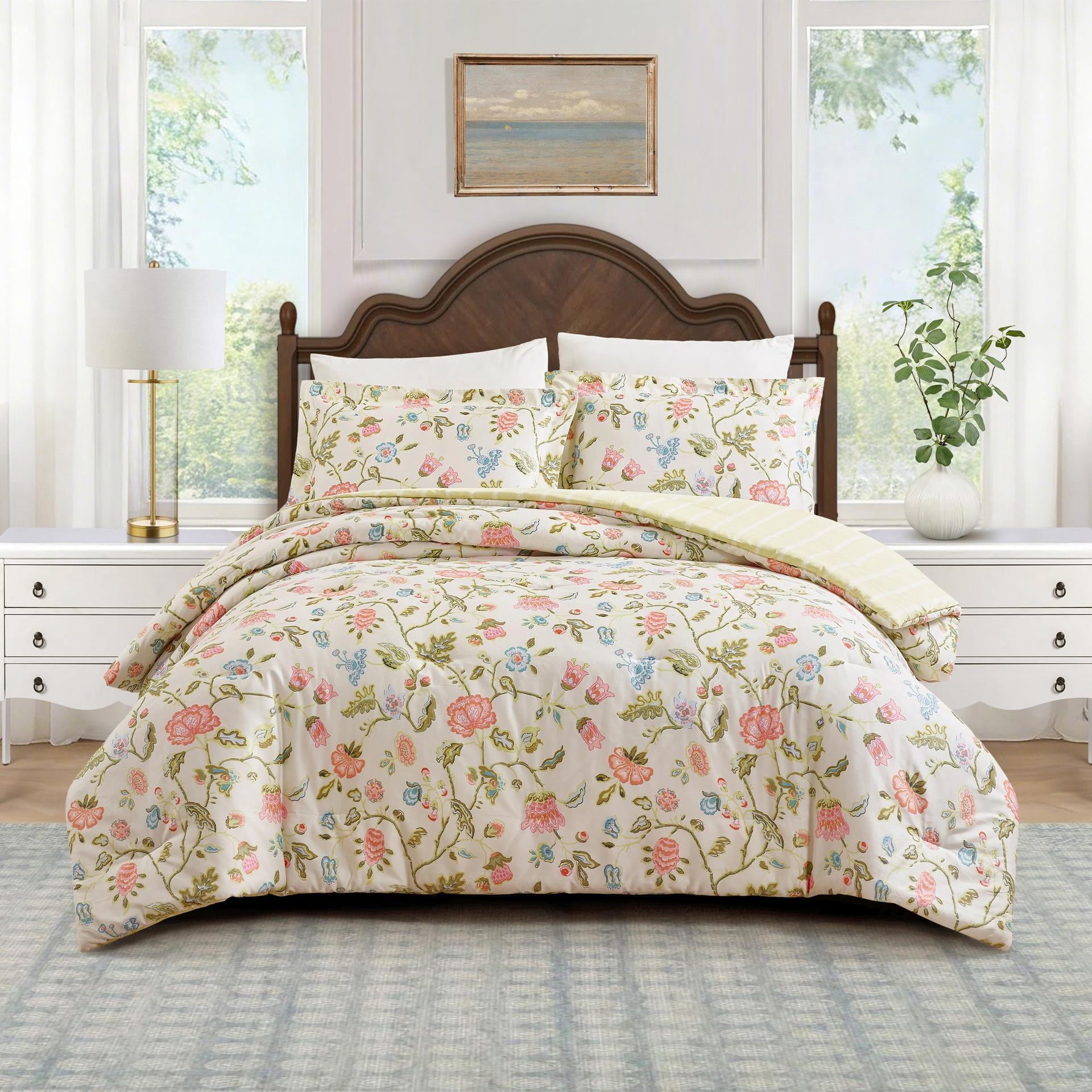Spartina 449 Sugar Mill 3-Piece Jacquard Cotton Sateen Comforter Set, Full/Queen