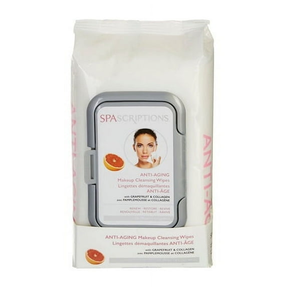 Spascriptions Anti Aging Makeup Cleansing Wipes, Top up Open, 60 Ea, 3 Pack