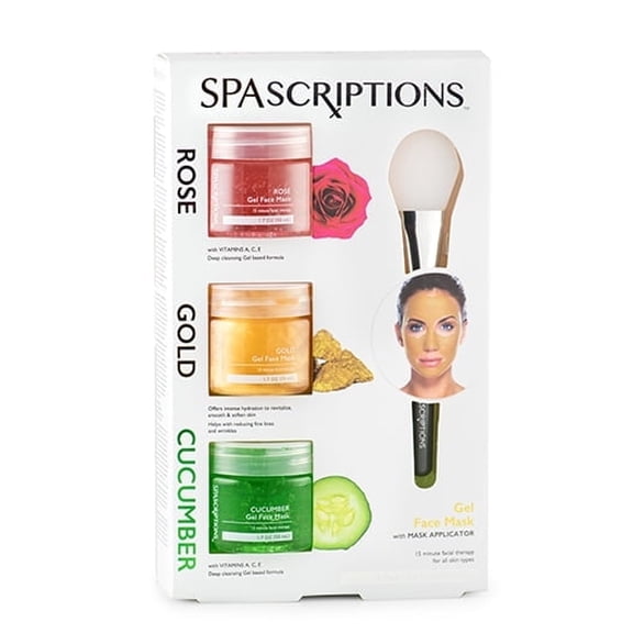 SpaScriptions Gold, Rose & Cucumber Gel Masks-1.7oz (Jar) (Pack of 3)