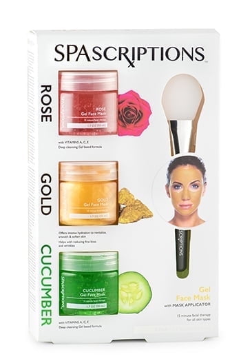 SpaScriptions Gold, Rose & Cucumber Gel Masks-1.7oz (Jar) (Pack of 3)