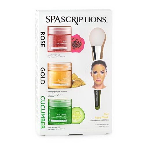 Spascriptions Rose, Gold and Cucumber Trio Gel Face Mask with Applicator, 1 Ea, 6 Pack