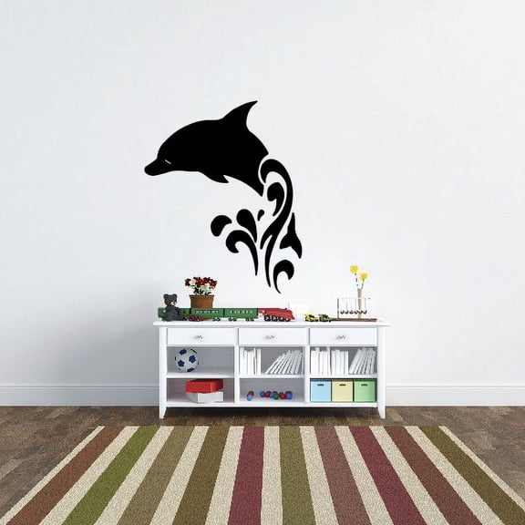 Spashing Water Dolphin Decal - 36 Inches