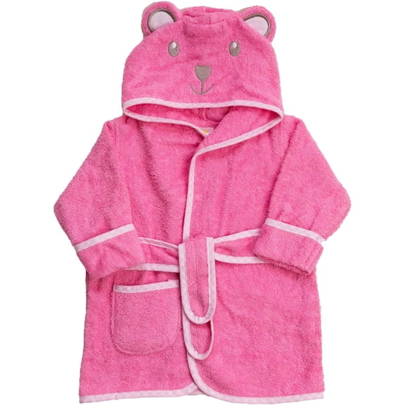 Spasilk 100% Cotton Hooded Terry Bear 3D Bathrobe with Ears and Booties, Pink, One Size