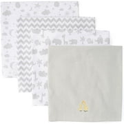 Spasilk 4 Pack Cotton Flannel Receiving Blankets, Grey Animals