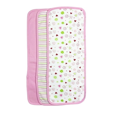 Spasilk Baby 3 Pack 100% Cotton Burp Cloths for Newborn Boys and Girls, Pink Flower, One Size