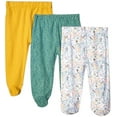 thumbnail image 1 of Spasilk Baby 3 Pack Cotton Pull On Footed Pants, Green Rainforest, 6 Months, 1 of 7