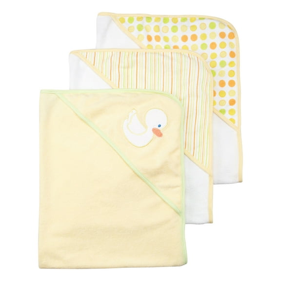 Spasilk Baby 3 Pack Soft Terry Hooded Towel Set for Newborn Boys and Girls, Yellow Duck