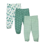 Spasilk Baby Boys' Cotton Pull on Footed Pants, Pack of 3, Green Dotted