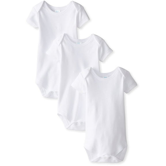 Spasilk Baby Cotton Short Sleeve Lap Shoulder Bodysuit, Unisex Basics for Newborn and Infant, White, 3 Months