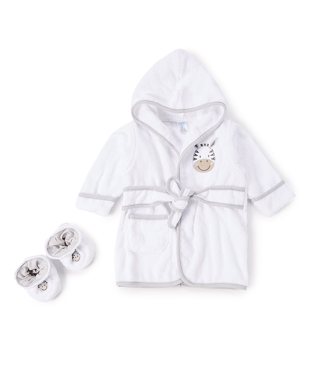 Spasilk Baby Hooded Bathrobe with Booties, Cotton Terry Bath Set for