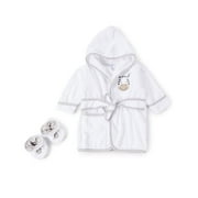 Spasilk Baby Cotton Terry Hooded Bathrobe with Booties, Shower Set, Pink Butterfly