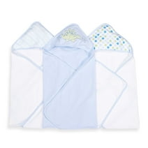 Spasilk Baby Hooded Towel Set for Newborn Boys and Girls, Soft Terry Bath Set, Pack of 3, Blue Dinosaur