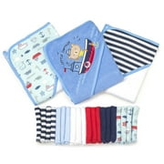 Spasilk Bath Hooded Towels & Washcloths Set for Babies, 23-Piece Gift Set, Navy Nautical