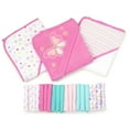 thumbnail image 1 of Spasilk Bath Hooded Towels & Washcloths Set for Babies, 23-Piece Gift Set, Pink Butterfly, 1 of 7