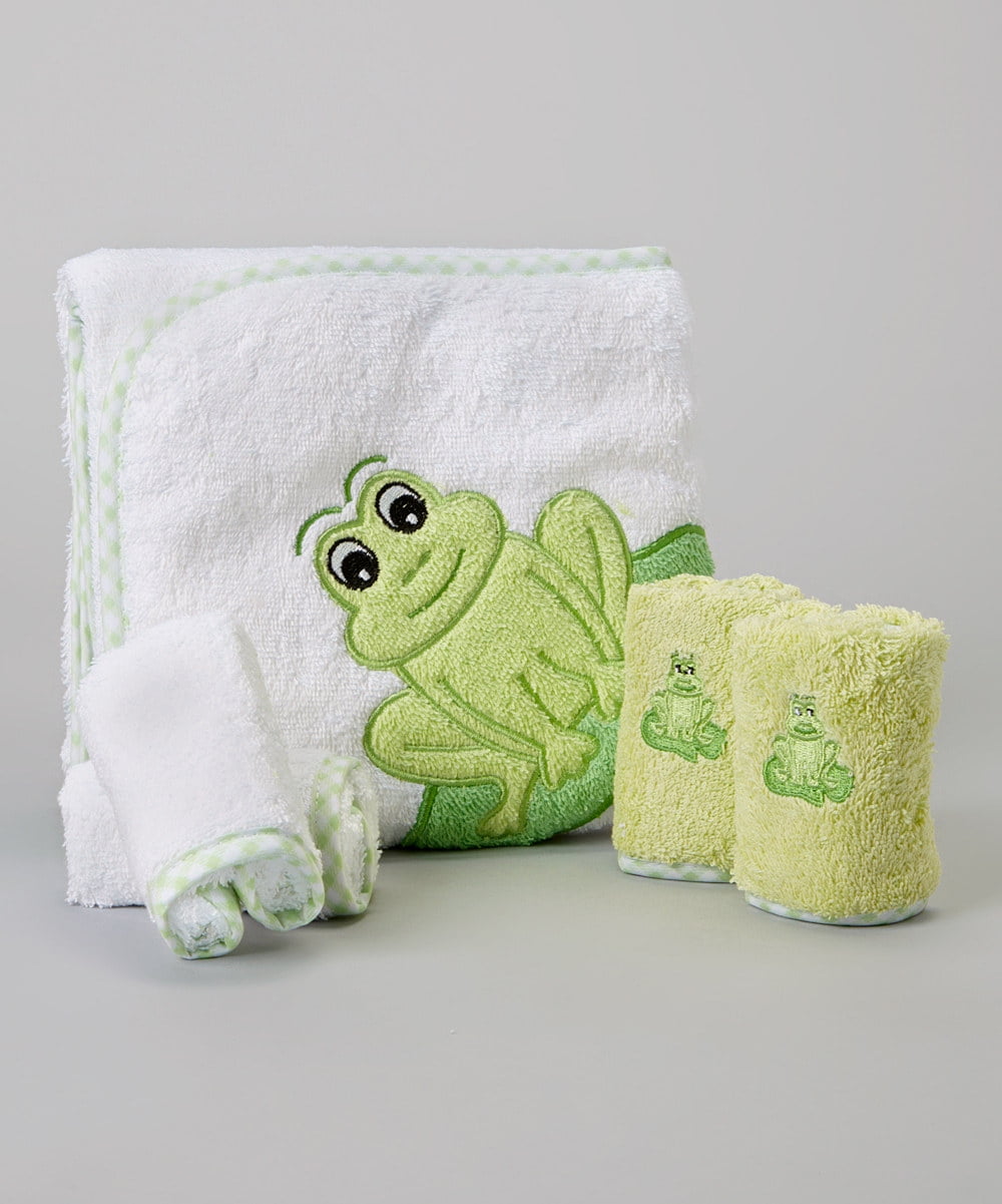 Spasilk Hooded Towel and 4 Washcloths Newborn Bath Set