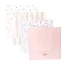 Spasilk Receiving Baby Blanket, 100% Cotton Flannel Blanket, Pack of 4, Pink Butterfly