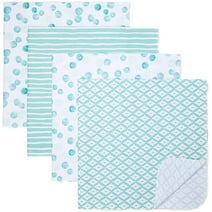 Spasilk Receiving Baby Blankets, 100% Cotton Flannel Blankets, Pack of 4, Green Dots
