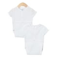 thumbnail image 1 of Spasilk Unisex Baby Newborn Short Sleeve Wrap Bodysuits, 2 pack, Preemies-24 Months - White Bodysuits, 1 of 2