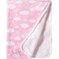 thumbnail image 1 of Spasilk Velboa Fleece Blanket With Thick Stitch Trim Accessory for Crib and Stroller, Pink Clouds, 1 of 5