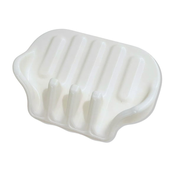 Spasilk Water Draining Soap Holder Drying Tray Dish with Suction Cup and Wall Mount, Rectangular Square Small, 1 Pack, Cream White