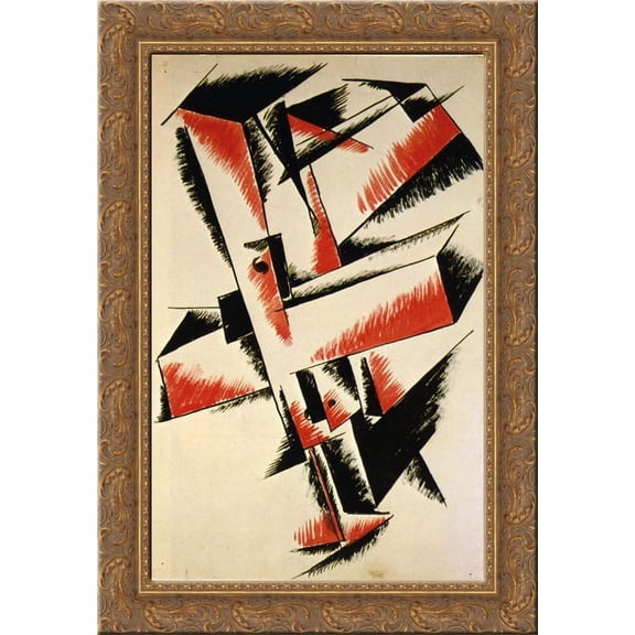 Spatial Force Construction 19x24 Gold Ornate Wood Framed Canvas Art by Popova, Lyubov