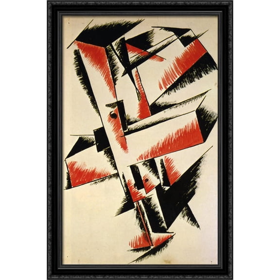 Spatial Force Construction 26x40 Large Black Ornate Wood Framed Canvas Art by Lyubov Popova