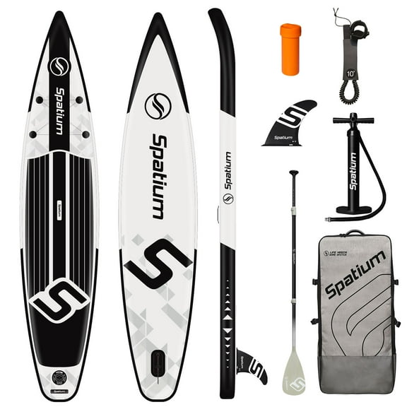 Spatium SUP Paddle Board Inflatable Stand Up Paddle Board with Backpack, Pump,Fins,Safety Rope Aluminum Paddles Mobile Phone Waterproof Bag, Repair Kit Inflatable Paddle Board for Adults