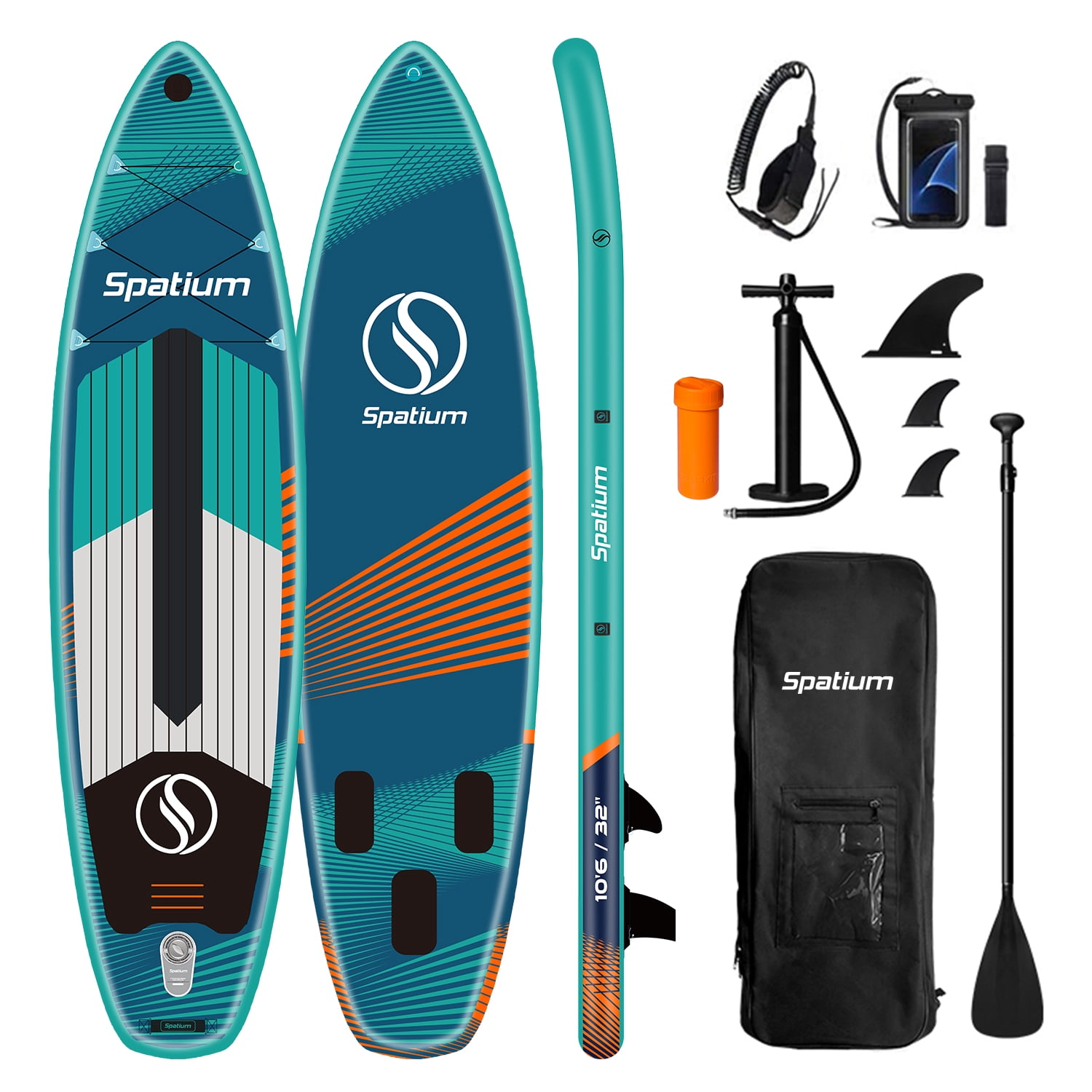 Spatium Sup Paddle Board 10'6''×31''×6'' Inflatable Stand Up Paddle Board with Premium Sup Accessories Including Backpack,Fins, Leash, Paddle, Pump Inflatable Paddle Board for Adults Green