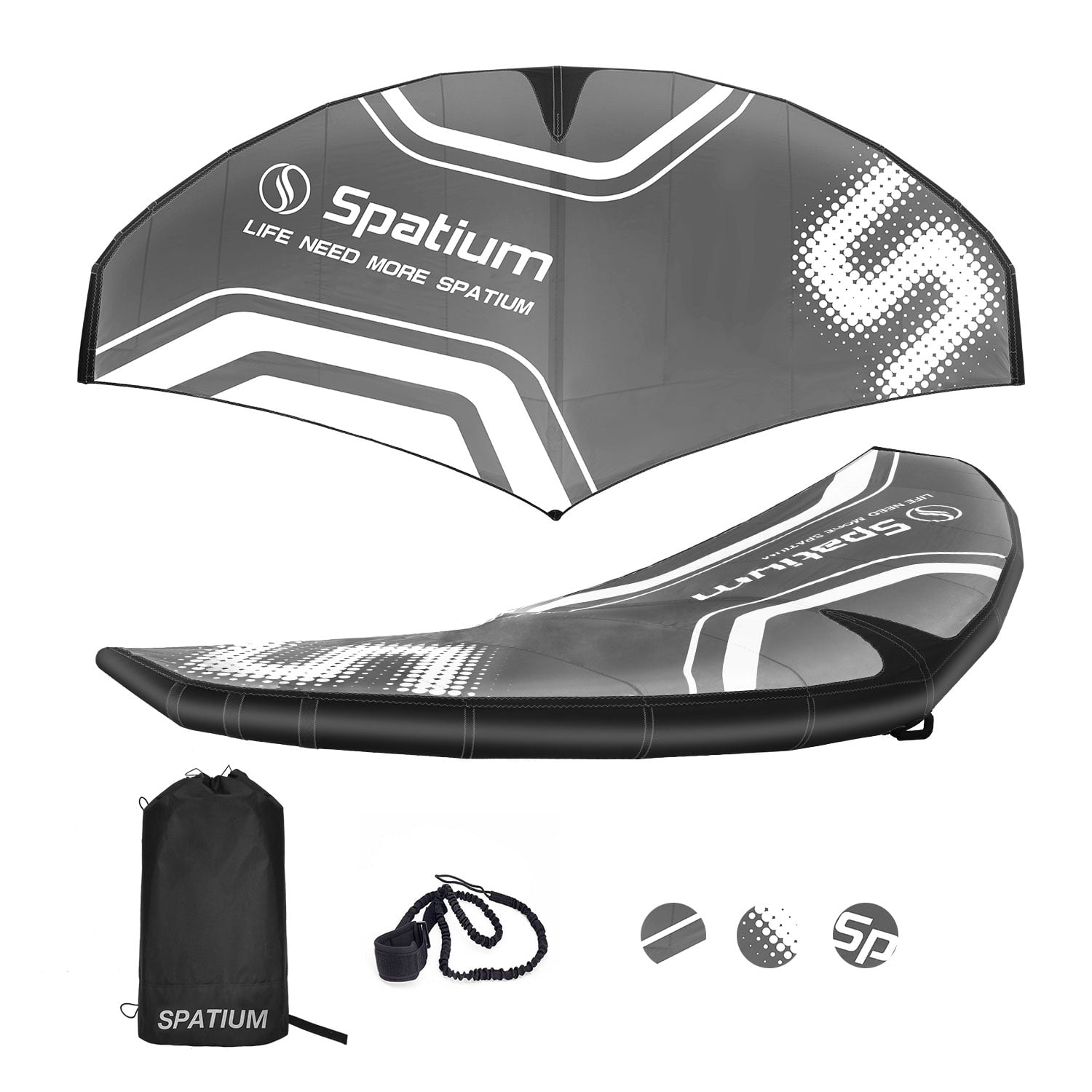 Spatium Wind Wing Hydrofoil,Wingsurfing,Inflatable Wind Wing Foil,Inflatable Handheld Surfboarding Kitesurfing Ski Swing Foil Surfing Kite Racing Surfboard Wind Wing for Beginner,5m²,Color Dark Gray