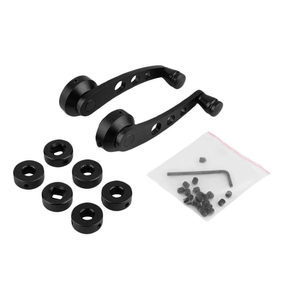 Spatiy 1 Pair Universal Aluminum Alloy Car Auto Window Winder Cranks Door Glass Handles Kit (Black, Screw Color Random)
