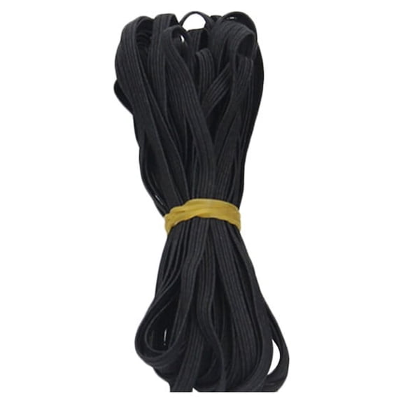 Spatiy 1 Roll 10M x 6mm Flat Elastic Band DIY Springy Stretch Polyester Clothing Accessories Webbing for Clothing Sewing Black