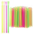thumbnail image 1 of Spatiy 150pcs Spoon Straws Straws Straws Drinking Straws for Bubble Jumbo Drinks ( Mixed Color ), 1 of 7