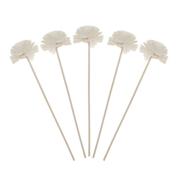 Spatiy 5 Flower Rattan Sticks Wooden Flower Fragrance Diffuser Decorative Sola Wood Stem for Home Fragrance Aroma Oil Aromatherapy ( )