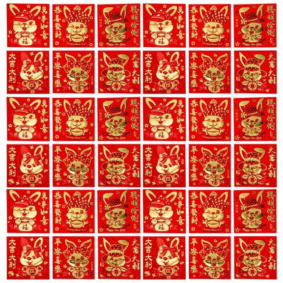 Spatiy 66pcs Rabbit Year Money Pouch Embossed Hot Stamping Red Envelopes Mixed Style