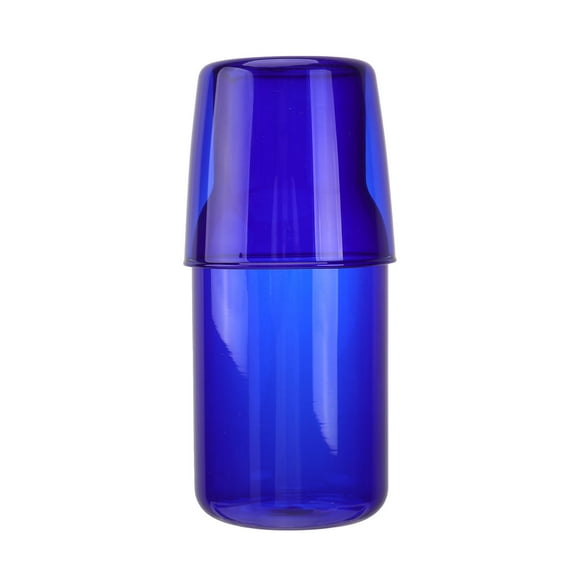 Spatiy Bedside Night Carafe Glass Mouthwash Bottle Tumbler Glass Set for Bedroom Midnight Water Heat and Cold Resistant Blue